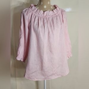 Beautiful Sara Campbell linen top with lace detail